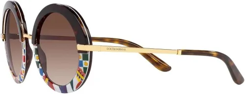 Vista 3 de Dolce & Gabbana DG 4393 327813 Top HavanaHandcart Gafas de sol redondas de plástico Lente marrón degradado