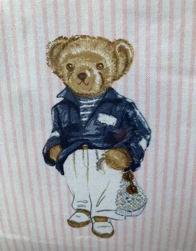 Vista 9 de POLO RALPH LAUREN Juego de edredón King de suéter de oso de peluche con rayas rosadas para niñas con 2 fundas de almohada King