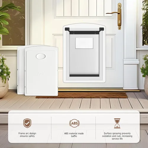 Vista 4 de [MAVRICTECH] Extea - Puerta grande para perro para puerta, puerta de perro para puerta interior y exterior con marco de acero y túnel telescópico