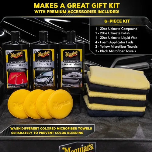 Vista 6 de Kit de cuidado de pintura Ultimate en 3 pasos de Meguiar's, Kit de detalle y pulido para autos