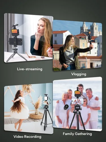 Vista 7 de USKEYVISION Kit de inicio de vlogging para iPhone y Youtuber, equipo de creación de contenido para iPhone 16/15Pro Max con trípode extensible
