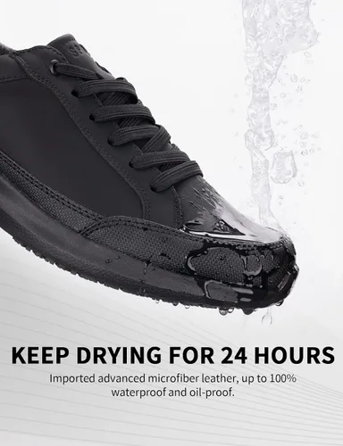 Vista 3 de SPIEZ Non Slip Shoes for Men, Waterproof Oilproof Mens Kitchen Chef Food Service Shoes Restaurant Black US7.5-12