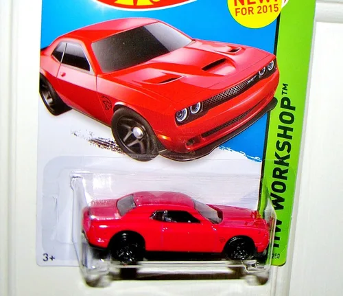 Vista 3 de Hot Wheels 2015 HW Taller Dodge Challenger SRT Hellcat Hell Cat Rojo