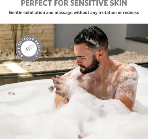 Vista 5 de Sndyi Exfoliante Corporal de Silicona, Exfoliante Corporal Suave para Piel Sensible, Exfoliante de Ducha en Forma de Hoja para el Cuerpo con Cerdas