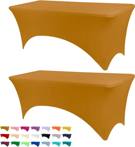 Vista 15 de BDDC - Funda de mesa ajustada de 4 pies, manteles de elastano negros, manteles elásticos lavables y resistentes a las arrugas para eventos, bodas