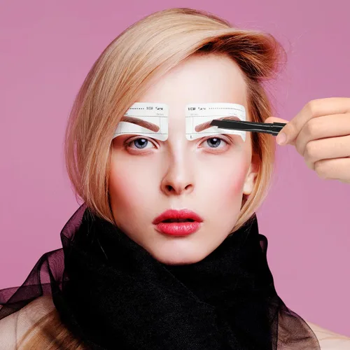 Vista 3 de 10 Uds. Plantillas de cejas para cejas, calcomanías adhesivas para dar forma a las cejas, herramientas de belleza de maquillaje para bricolaje