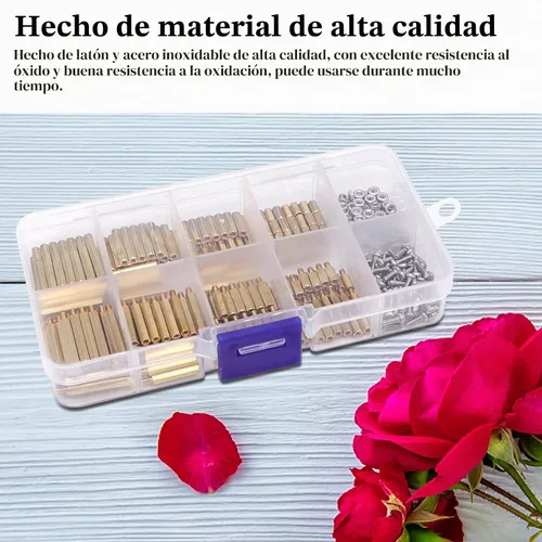 Vista 4 de Kit de 400 Piezas de Separadores y Tornillos y Tuercas M2 para Placa Base, Separadores Espaciadores de Latón Hexagonales Macho-Hembra, Tornillos