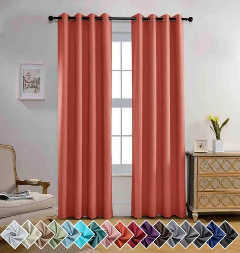 Vista 36 de Miuco paneles de cortina de oscurecimiento con arandelas, cortinas opacas con textura para salón, juego de 2