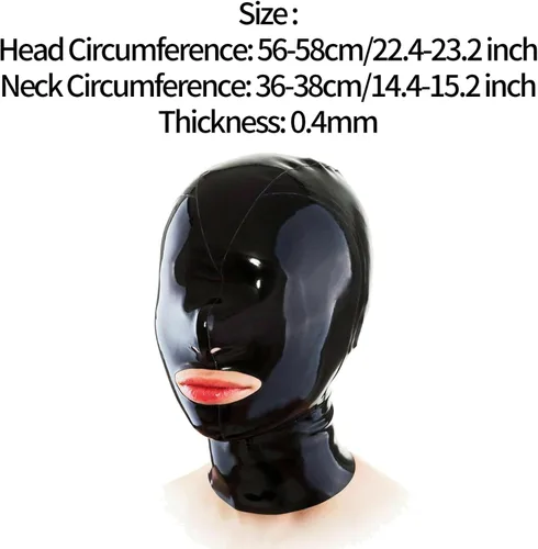 Vista 4 de Máscaras faciales completas de látex para adultos, pasamontañas brillantes, cubierta para la cabeza, 3 agujeros, accesorio completo con capucha