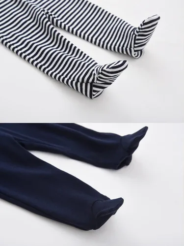 Vista 5 de ACESTAR Pantalones de algodón de cintura alta para recién nacidos y bebés leggings casuales con pies de 0 a 12 meses paquete de 3 unidades 1 paquete