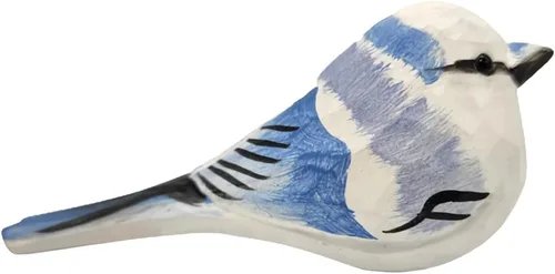 Vista 8 de Figura de pájaro de madera Azure Tit, tilo tallado a mano, marrón claro, decoración moderna para el hogar, regalo de pájaro