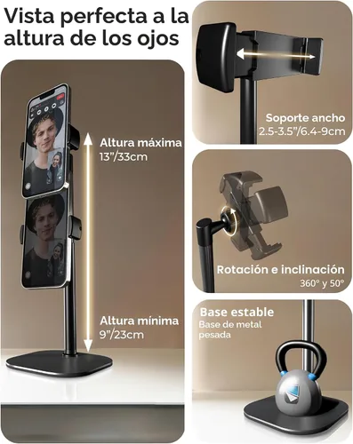 Vista 3 de COOPER ChatStand, soporte ajustable para teléfono celular para escritorio, soporte de teléfono para grabación, soporte para iPhone para filmar