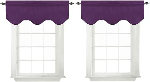 Vista 17 de Turquoize - Cenefa opaca para ventanas de cocina/baño/sala de estar/dormitorio con aislamiento térmico, cenefa festoneada con bolsillo para Aqua