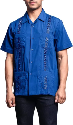 Vista 33 de G-style EE. UU. Remera playera mangas cortas de guayabera cubana para hombres