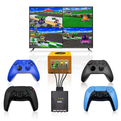 Vista 3 de XBERSTAR Controller Adapter for NGC Gamecube Bluetooth Wireless Joystick Converter Supports 4 Bluetooth joysticks (Black)