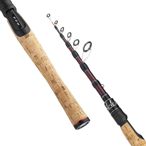 Vista 7 de EOW XPEDITE Portable Telescopic Fishing Rods, Spinning & Casting, 24T Carbon Blanks & Solid Carbon Tip, Cork Handle, Travel Rod, Short Collapsible
