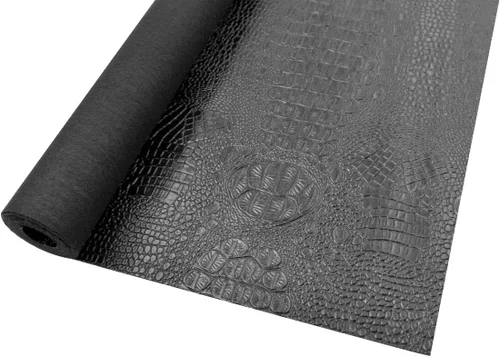 Vista 10 de 2 yardas de 54" x 72" pulgadas, textura de corteza envejecida, tela de piel sintética suave negra, tela de cuero falso negro, vinilo para tapicería