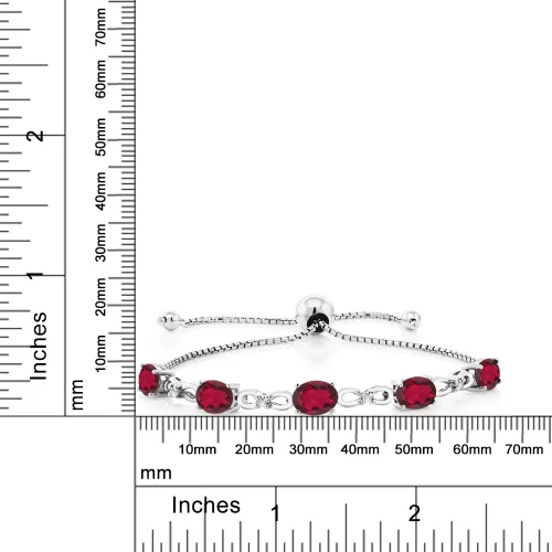 Vista 19 de Gem Stone King Pulsera de tenis de diamantes cultivados en laboratorio con piedra natal de 3-6 quilates para mujer, plata de ley 925, ovalada