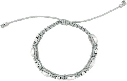 Vista 2 de Pulsera de reconciliación o confirmación gris claro Espíritu Santo y cuentas de cruz Cordón tejido resistente Fácil de ajustar Se adapta a