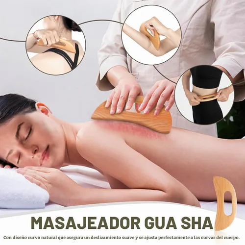 Vista 4 de KintKita Herramientas de masaje de terapia de madera 4 en 1, masajeador de drenaje linfático de madera, removedor de celulitis corporal, kit