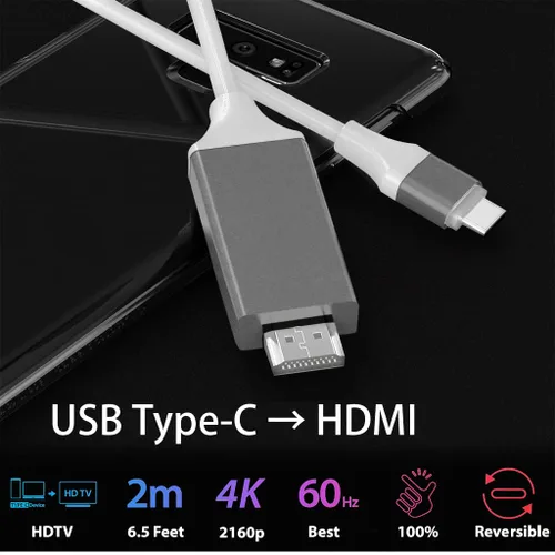 Vista 5 de Cable HDMI USB-C/PD 4K compatible con Nothing Ear 1 con cable completo de 2160 p@30 Hz, 6 pies/6.6 ft [blanco, compatible con Thunderbolt 3]