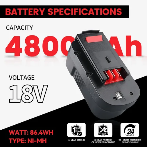 Vista 2 de Paquete de 2 unidades de batería de repuesto de 3.6 Ah HPB18 para Black and Decker, 18 V Ni-Mh, compatible con HPB18-OPE 244760-00 A1718 FS18FL