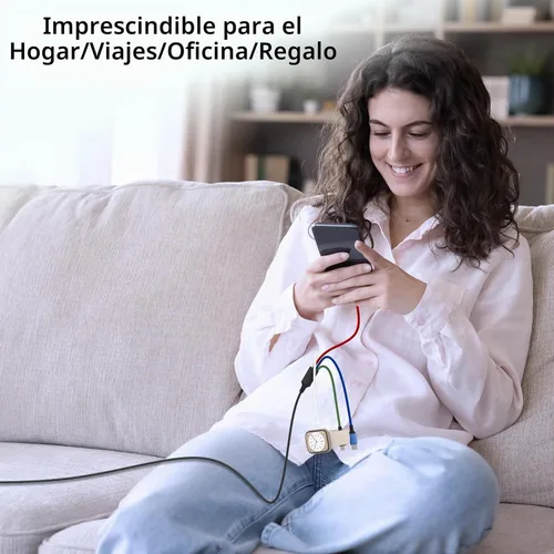 Vista 5 de Travel Essentials - Cargador de iWatch y iPhone 4 en 1, cable de carga múltiple para Apple Watch, USB C, micro nailon, compatible con iWatch