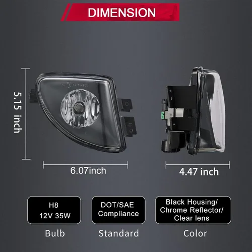 Vista 4 de Luces antiniebla compatibles con BMW 528i 535i 550i xDrive Sedan, ActiveHybrid 2011 2012 2013 5 Sedan F10 F11 5 Series 2 piezas lente transparente