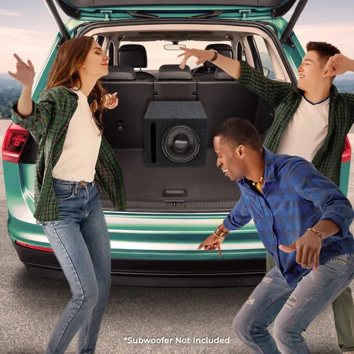 Vista 3 de Atrend 8 pulgadas Caja de altavoz de subwoofer para coche con ventilación y alfombrado - Mejora la calidad del audio, el sonido y el bajo