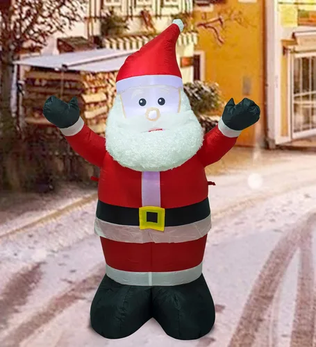 Vista 2 de AJY - Papá Noel inflable de 4 pies con luces LED para interior y exterior, decoración navideña linda y divertida para fiestas, exhibición de fiesta