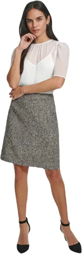 Vista 10 de Calvin Klein - Falda de traje de corte clásico recta Lux para mujer (Tallas regulares y tallas grandes)