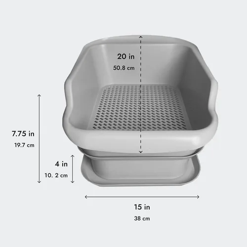 Vista 7 de Mr Catman - Caja de arena para gatos de madera y pino, sistema de arena para gatos, bandeja tamiz y bandeja de almacenamiento de residuos