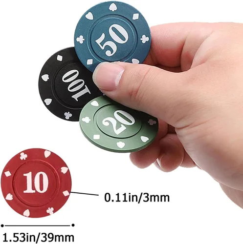 Vista 2 de VOVCIG Juego de fichas de póquer de 100 piezas, 5 colores para el hogar, juegos de póquer, noches, fiestas, clubes o juegos de póquer nocturnos