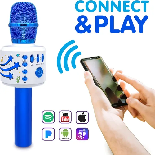 Vista 2 de Move2Play Motown Magic, Micrófono de karaoke Bluetooth Incluye 30 canciones famosas Micrófono de karaoke para niños Regalo de cumpleaños