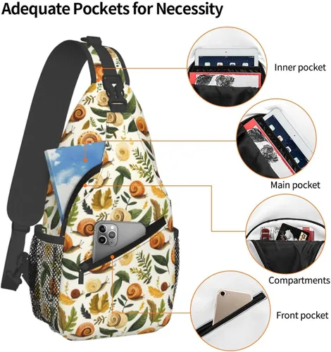 Vista 4 de Small Crossbody Bags for Women Men - Vintage Snail Leaves Print Adjustable Shoulder Bag Fanny Packs Belt Sling Bag Crossbody Purses Backpack for