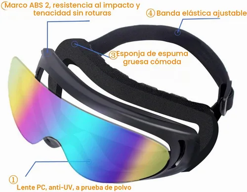 Vista 4 de LJDJ Motorcycle Goggles 2 Pack Dirt Bike with Neck Breathable Bandana Mask
