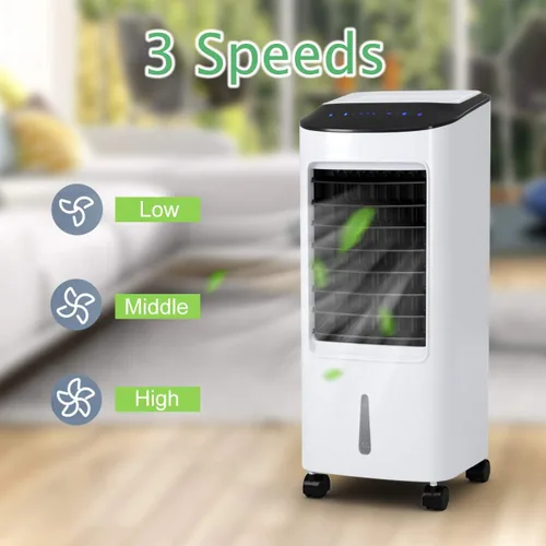 Vista 3 de Enfriador evaporativo de 29 pulgadas, ventilador de refrigeración portátil 3 en 1 con humidificador, control remoto, 2 paquetes de hielo y tanque