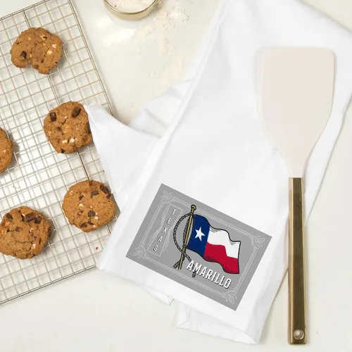 Vista 7 de Lantern Press Amarillo, Texas, Waving State Flag, State Series (100% Cotton Tea Towel, Decorative Hand Towel, for Kitchen and Home)