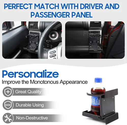 Vista 4 de Portavasos para automóvil compatible con Toyota FJ Cruiser 2007-2021, soporte para tazas de salida de aire lateral del automóvil, consola central