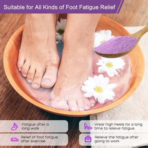 Vista 3 de Sales de remojo de pies con sal de Epsom para remojar lavanda kit de pedicura para baño de pies, paquete de 20 sales marinas de baño, pedicura