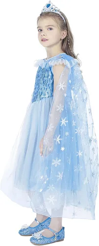 Vista 8 de Kantenia Sequin Little Girl Princess Dress Halloween Cosplay Costume Birthday Fancy Party Dress Up Outfits Age 2-12 Years
