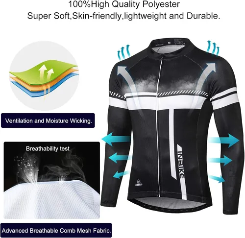 Vista 2 de INBIKE Men's Cycling Jersey Set Moisture Wicking Breathable Full Zip Long Sleeve Bike Shirt with 3D Padded Sports Pants