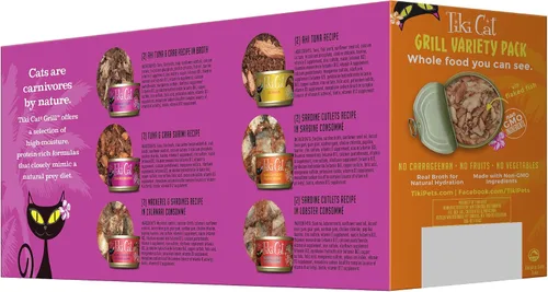 Vista 2 de Tiki Cat Grill - Alimento húmedo para gatos, paquete variado, latas de 2.8 onzas (12 unidades)