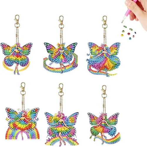 Vista 8 de YUE ZHE 9 llaveros de pintura de diamantes de animales, kits de arte de diamantes de animales para adultos, pintura 5D de doble cara para adultos