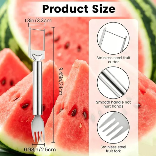 Vista 2 de 1 Pack Stainless Steel Watermelon Slicer and Fork 2-in-1
