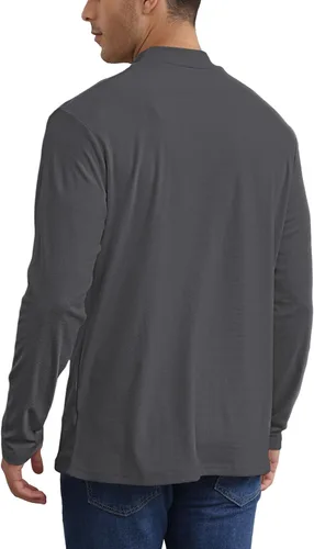 Vista 4 de Camisetas casuales de cuello alto falso para hombre, manga larga, térmicas, elásticas, básicas, ligeras, camisetas