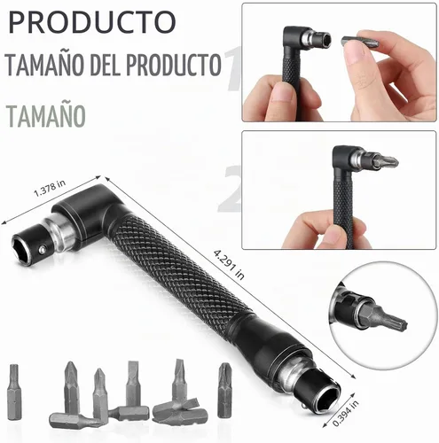 Vista 4 de 14 piezas de juego de extensión de broca flexible 1/4 pulgada de vástago hexagonal extensión de broca flexible taladro de ángulo recto de 105°
