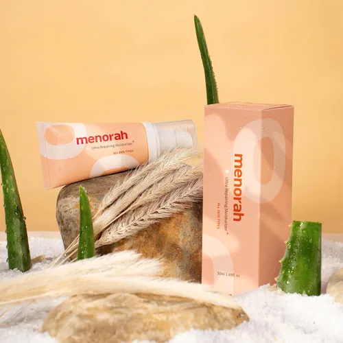 Vista 4 de Menorah Hidratante ultra reparador+ para rostro y cuerpo – Crema hidratante intensa con vitamina E y aceites botánicos, hidratación de 12 horas