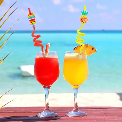 Vista 7 de 24 popotes de verano para niños, suministros de decoración de fiesta en la piscina, recuerdos temáticos de verano para cumpleaños de niños, pajitas
