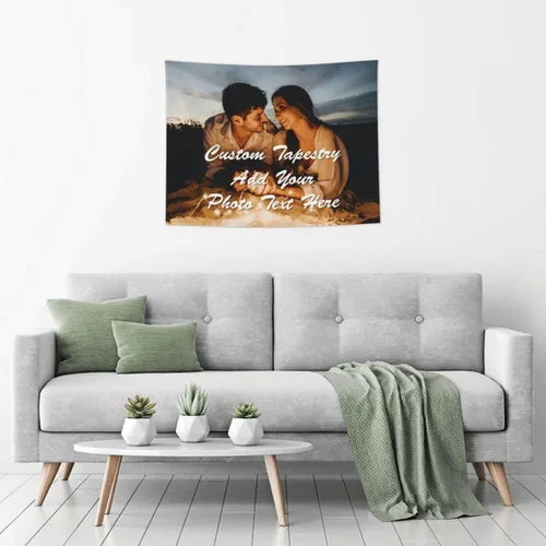 Vista 3 de Moreglee Tapiz personalizado con fotos, texto, tapiz personalizado, regalos personalizados para mujeres y hombres (37 x 29 pulgadas)